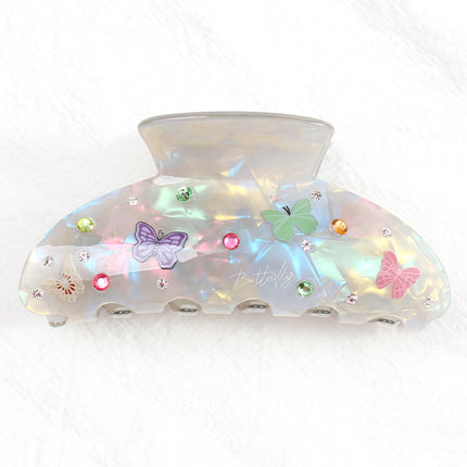 Baoguang spring and summer jewelry butterfly printing super fairy with diamond clip acrylic hair accessories girl simple hair clip