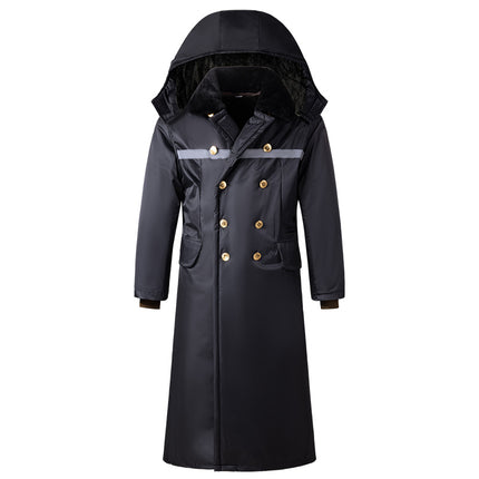 Long Military Cotton Coat Winter Extended and Thickeneded Cold Storage Cold-Proof Labor Protection Clothing Security Property Duty Coat Cotton Coat