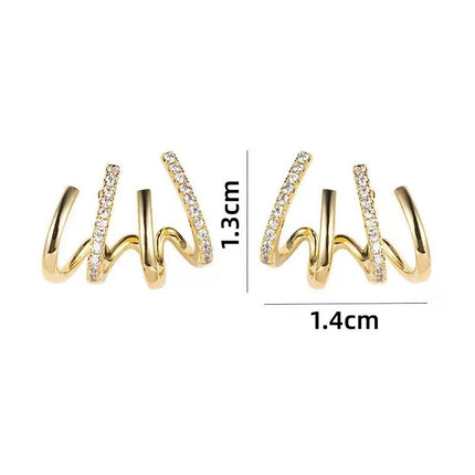 Minimalist Four-Claw Stud Earrings for Women, Niche Design, High-End Internet Celebrity Earrings, Light Luxury, High-End Minimalist Style Earrings Trend