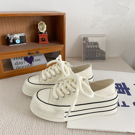 H1028 + H1057 + H1292 two-way thick-soled canvas shoes women's slip-on lazy versatile niche ins board shoes