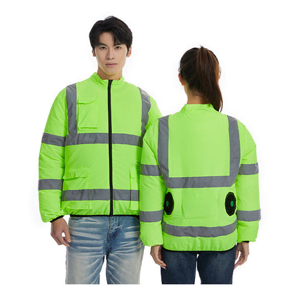 Cross-border factory direct sales reflective strip cooling air conditioning clothing spring and summer explosions outdoor work long sleeve refrigeration fan clothing