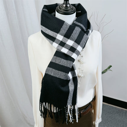 Autumn and winter European and American classic plaid pattern all-match fashion simple wool thick warm extended scarf shawl