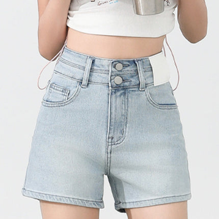 American Retro High Waist Denim Shorts Spring 2025 New Spice Girls Small Slimming Wide Leg A- shaped Hot Pants