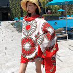 M175-01 contrast color ring-red / 180*90cm