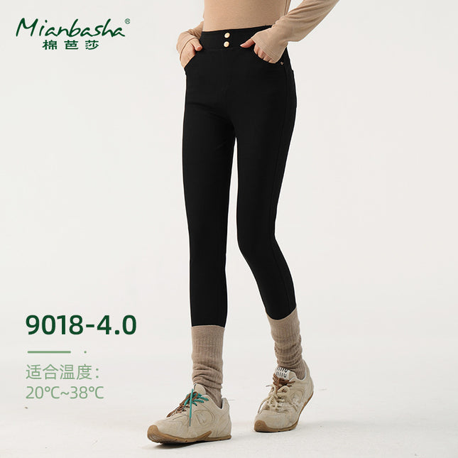 Cotton Bazaar Aocado Small Black Pants Outer Wear Inner Wear Casual Knitted Thin 2024 Autumn and Winter New Black Leggings for Women