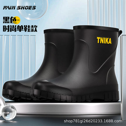 2025 Cross-border Men's Rain Boots Water Shoes Waterproof Wear-resistant Rubber Shoes Rain Boots Non-slip Short PVC Water Boots