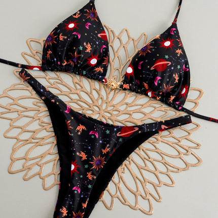 2025 Summer European and American New Split Bikini Sexy Brazilian Bikini Beach Swimsuit Black Leopard Dot