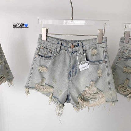 Ripped Denim Shorts for Women 2025 Summer New American Hot Girl Loose Slimming Wide Leg A-Line Hot Pants