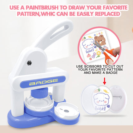Emblem machine bar making machine manual badge machine three-in-one children's badge machine homemade refrigerator magnets diy toys