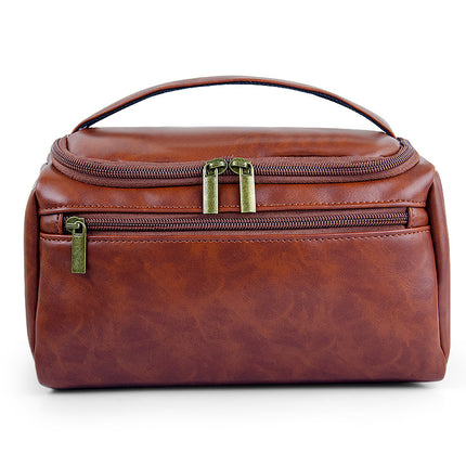 Retro crazy horse pu leather new cross-border cosmetic bag Europe and the United States large capacity travel multi-functional portable washing and storage bag