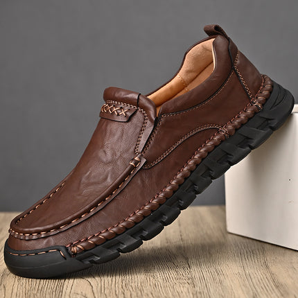 Leather Shoes for Men 2025 New Autum Soft-Soled Casual Non-Slip Slip-On Loafers for Men Middle-Aged and Elderly Dad Shoes Men's Shoes
