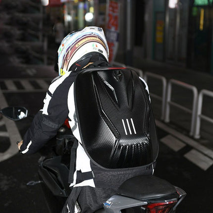 Personalized Motorcycle Cycling Backpack Large Capacity Can Hold Helmet Carbon Fiber Pattern Hard Shell Backpack Outdoor Large Space