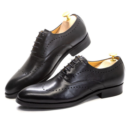 2024 Men's Shoes Spring/Summer Brogue Carved Pointed Business Handmade Gentleman Elegant Oxford Shoes Men's Large Size Shoes Men