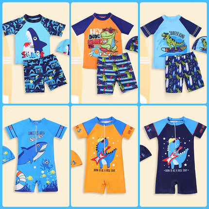 Children's Swimsuit One-piece Boy's Dinosaur Korean Style Baby Baby Hot Spring Quick-drying New Large Cute Sunscreen Swimsuit