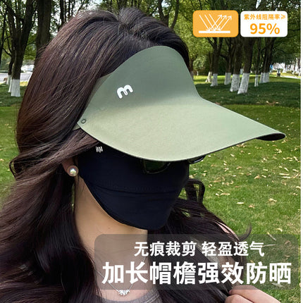 Summer New Sunscreen Hat UV-resistant Traceless Integrated Hat Wide-brim Face-covering Outdoor Empty-top Sunshade Biker Women