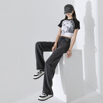 Tencel Ykk Jeans Women's Summer Thin Ice Silk Draped Straight Slim Floor-Length Casual Wide-Leg Pants