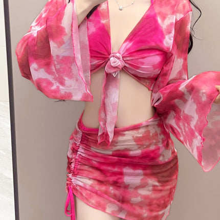 Bikini Four-Piece Set, Women's Split Bikini Swimsuit, 2026 New Style, Conservative Long-Sleeved, Body-Covering, Slimming Swimwear for Women