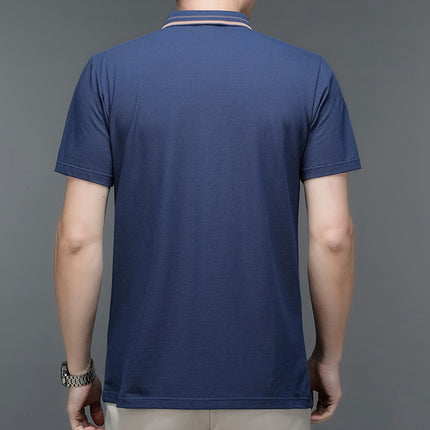 Dial Mouse Men's Summer New Men's Short-Sleeved Lapel Solid Color Polo Shirt Business Pocket Pure Cotton T-Shirt Top