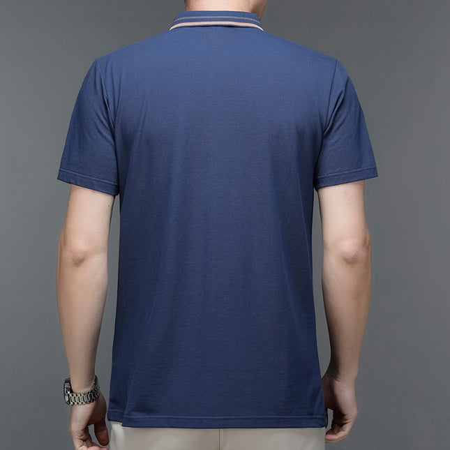 Dial Mouse Men's Summer New Men's Short-Sleeved Lapel Solid Color Polo Shirt Business Pocket Pure Cotton T-Shirt Top