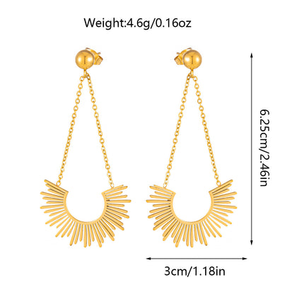 European and American fashion jewelry cross-border foreign trade INS wind gold-plated stainless steel fan-shaped exaggerated personality earrings women wholesale