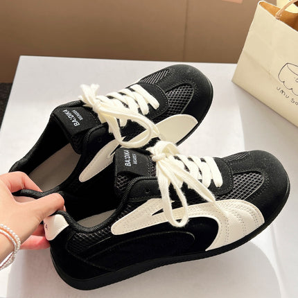 Summer Women's Shoes Black Shoes Women's Mesh Breathable Thin-Soled Moral Training Shoes with Skirts Racing Shoes Casual Sports Sneakers