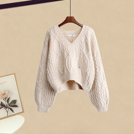 G Autumn suit Women's New Fishtail dress Two-Piece Western-Style French-Style Cross-Knitted Sweater for Women