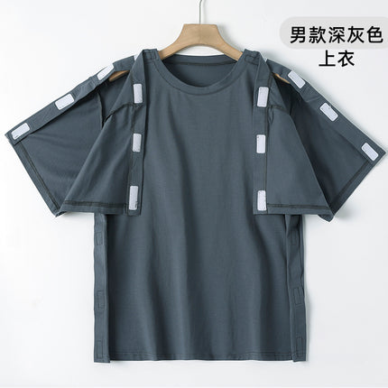 Summer patient care clothing easy to put on and take off hospital gown short sleeve cotton middle-aged and elderly medical clothing fracture clothing wholesale