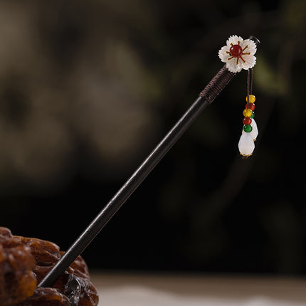 Antique Hairpin Tassel Step Wooden Hairpin Imitation Ebony Headwear Disc Hair Han Clothes Accessories Hair-pulled Ancient Clothes Hair Women