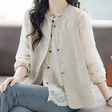 Limited Price +12+ Short Video New Chinese Style Heavy Embroidery Three-Dimensional Stitching Side Slit Loose Round Neck Vest