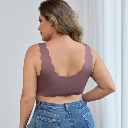 Cross-Border Front Buckle Large Size Lace Sexy Bra Push-Up Underwear Adjustable Wire-Free European and American Thin Bra for Women