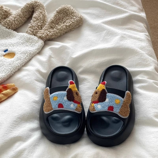 Puppy Sandals and Slippers Women's Summer Eva Wearing Indoor Thick Bottom Non-slip Dung Treading Cute Beach Casual Slippers