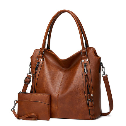 2024 New Women's Bag European and American Big Bag Foreign Trade Portable Tote Bag Soft Leather Large Capacity Shoulder Crossbody Women's Bag