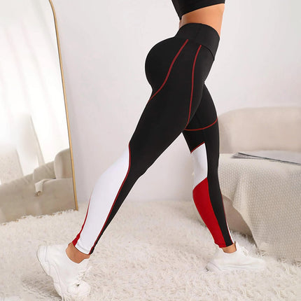 Cross-border Yoga Pants European and American Stitching High Waist Sexy Running Pants Women's Hip Sweat-lifting Leggings