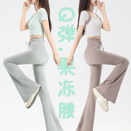 Flared pants yoga pants women's micro-sports high waist micro-pants slim 24 years new long outer wear fitness pants