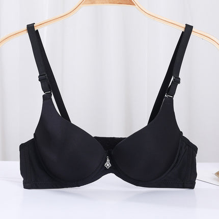 Factory spot solid color glossy seamless bra women's upper thin lower thick gather upper support seamless underwear Japanese style small bra