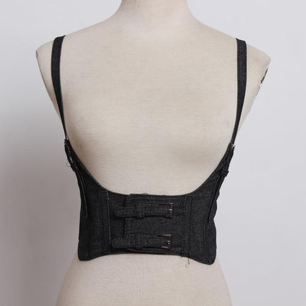 All-match decorative vest strap elastic wide belt women's leather vest camisole waist seal lolita