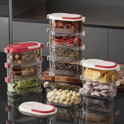 Spice Storage Box Scallion, Ginger and Garlic Spice Jar Household Kitchen Stackable Sealed Box Storage Jar Sub-pack Fresh-keeping Box