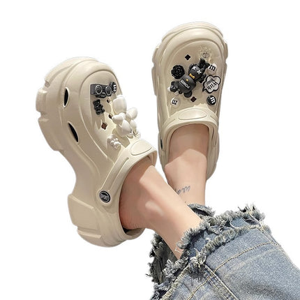New Fashion Platform Cave Shoes Women's Thick Bottom Increased Anti-slip Internet-famous Cute Beach Sandals for Summer