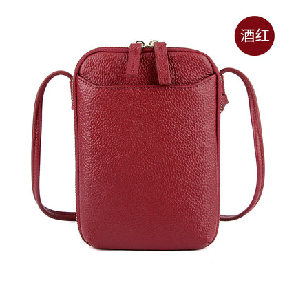 2023 new niche design simple genuine leather women's bag shoulder crossbody small bag mobile phone bag mini foreign trade bag for women