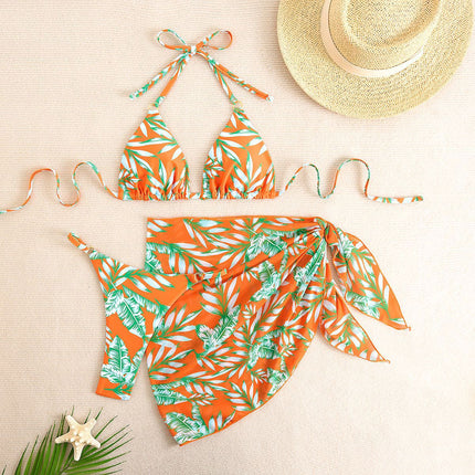 European and American New Style Split Swimsuit Women's Lace-Up Solid Color with Breast Pads Women's Sexy Bikini Beach Seaside Swimsuit