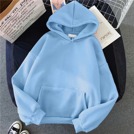 Southeast Asia Autumn and Winter fleece-lined Light Board Korean Style Loose Men's and Women's Sweater Solid Color Loose Version Student Pullover Hoodie
