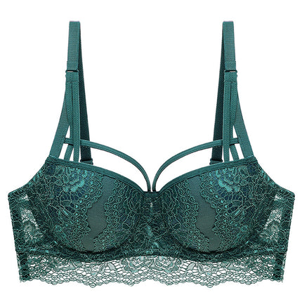 European and American Cross-border Sexy Lace Underwear Women's Small Chest Large Gather-up Adjustable Bra Anti-sagging Upper Bra