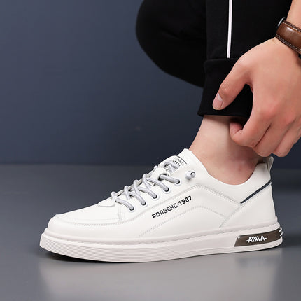 Men's Casual Leather Shoes 2025 New Style Cowhide Soft Panel Shoes Fashionable White Shoes Non-Slip Classy Men's Shoes Wholesale