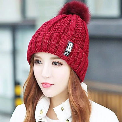 Winter Korean Style Woolen Hat for Women with Velvet and Thickeneded Scarf for Mothers to Heattech and Cold-Proof Knitted Trendy Hat for Cycling