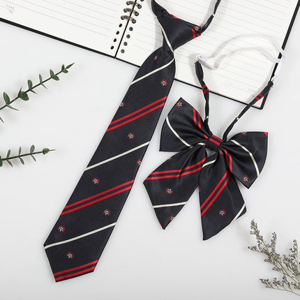 Japanese and Korean striped jk/dk college style men's and women's red cyanotic gray blue shirt accessories tie-free collar suit