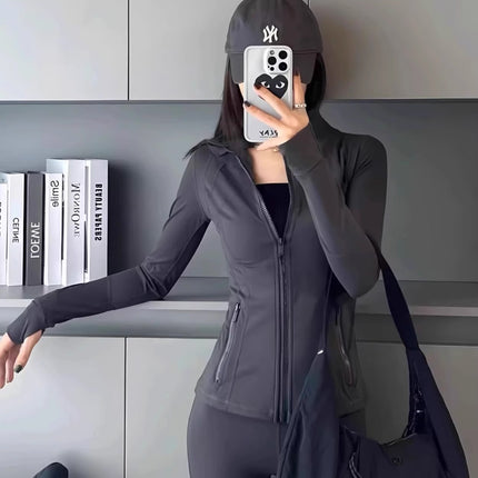 Lulu Same Yoga Clothing Women's Defina Top Fitness Jacket Spring Sports Jacket Scrub Hooded Sun Protection Clothing