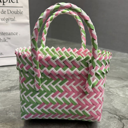 Plastic Woven Bow Basket Bag / Sac Panier Tressé Nœud Plastique