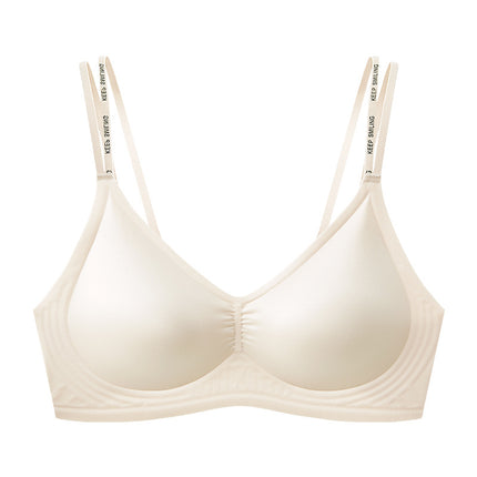 Light Luxury Silk and Satin bra Cross Beautiful Back Thin Soft Support Letter Shoulder Bra Live Daifa Underwear Foreign Trade Cross
