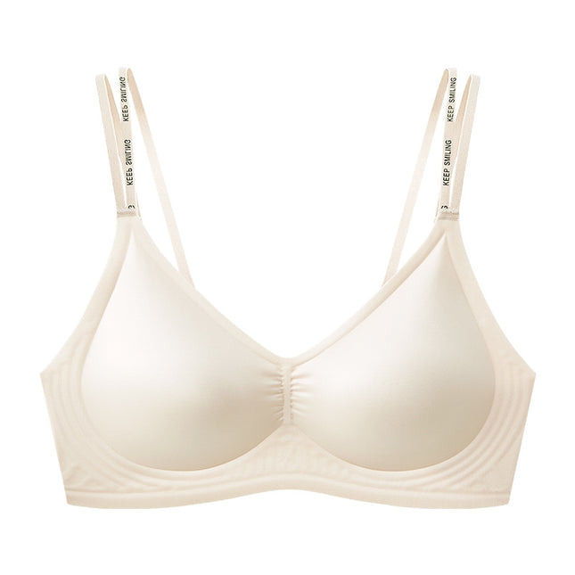 Light Luxury Silk and Satin bra Cross Beautiful Back Thin Soft Support Letter Shoulder Bra Live Daifa Underwear Foreign Trade Cross