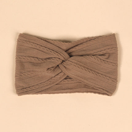 Cross-Border Kidsren's Hair Accessories European and American Popular Baby Cross Headband Jacquard Twist Bow Baby Pure Color Hairband